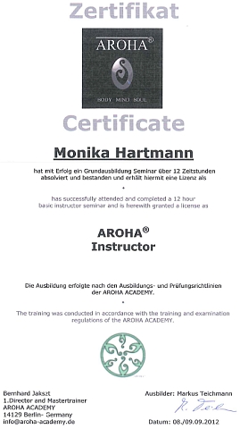 aroha certificate moni
